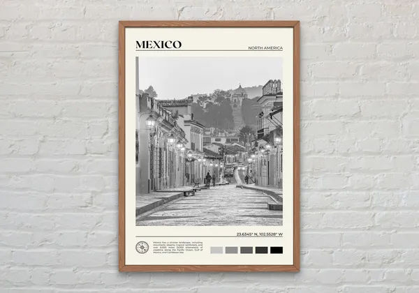 Mexico Black And White Travel Poster, North America
