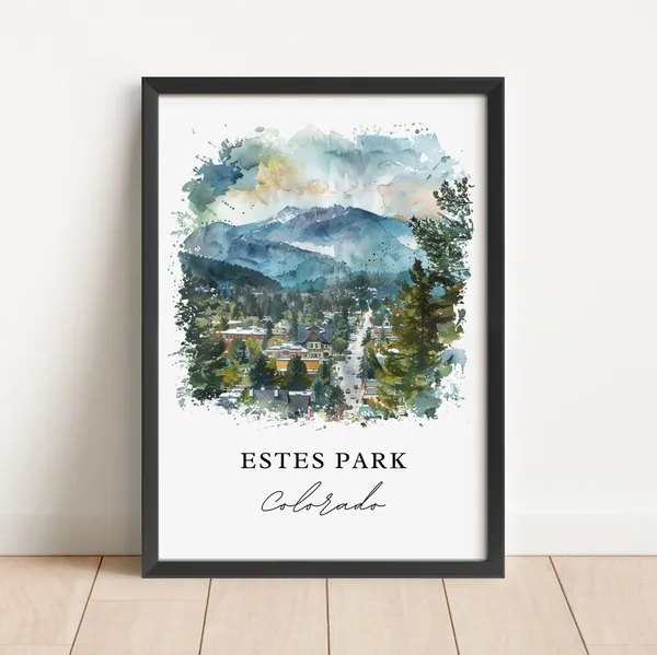 Estes Park, Colorado Watercolor Travel Poster