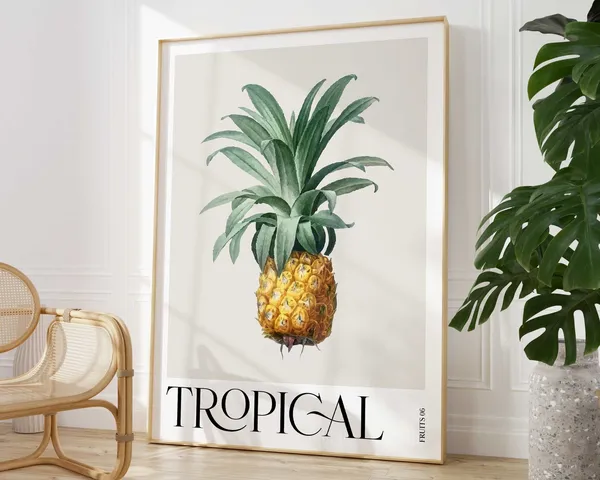 Tropical Fruit Pineapple Print, Botanical Watercolor Poster
