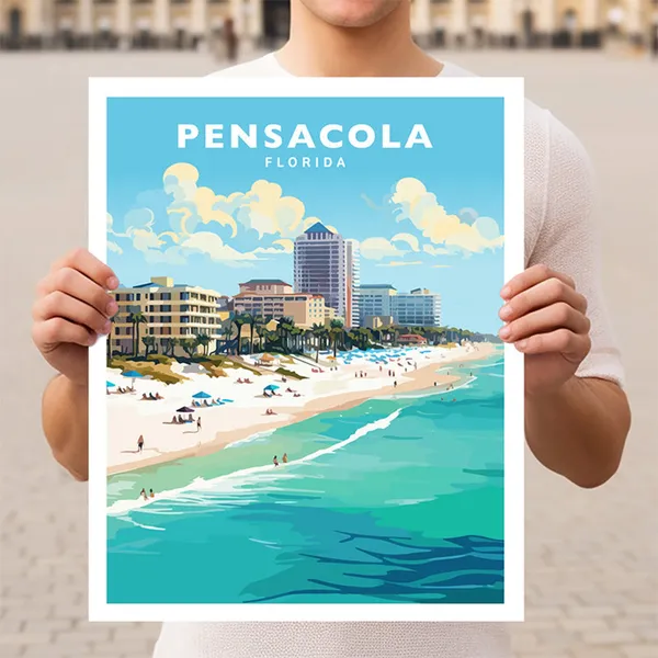 Pensacola Florida Travel Poster, Florida Place Art