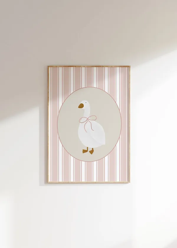 Cute Goose Poster, Vintage Nursery Decor Print