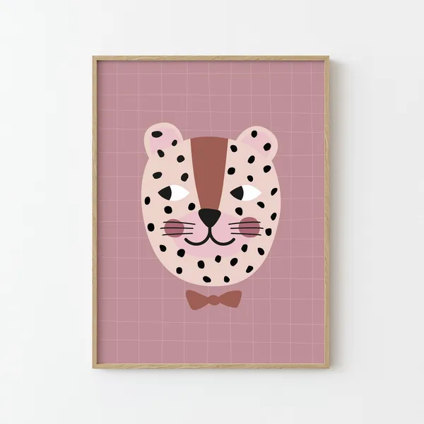 Leo Illustration Rose Poster, Kids Nursery Decor
