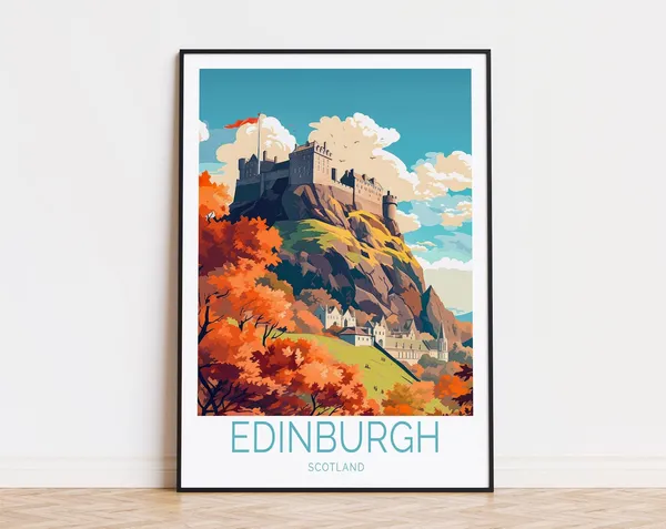 Edinburgh Travel Poster, Scotland Castle Art Print