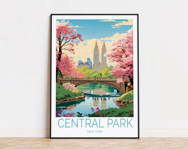 Central Park Travel Poster, New York Travel Poster