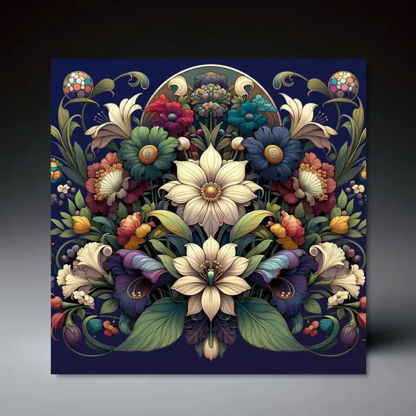 Floral Art Nouveau Ceramic Tile Poster Print, Vintage