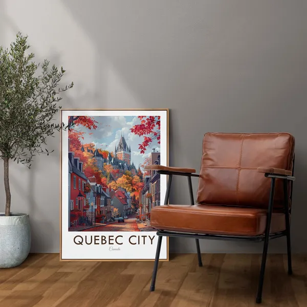 Quebec City Canada Vintage Style Travel Poster