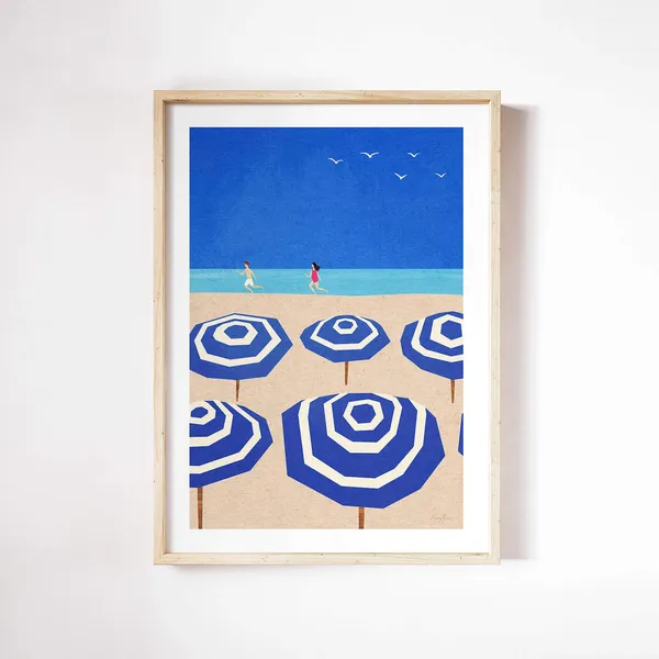 Parasols by Henry Rivers, Beach Travel Poster