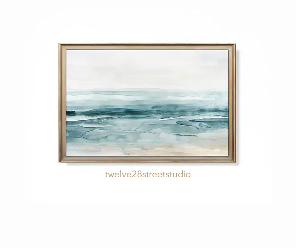 Abstract Watercolor Beach, Neutral Coastal Art Print