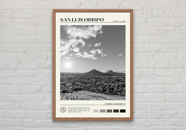 San Luis Obispo Black and White Travel Poster