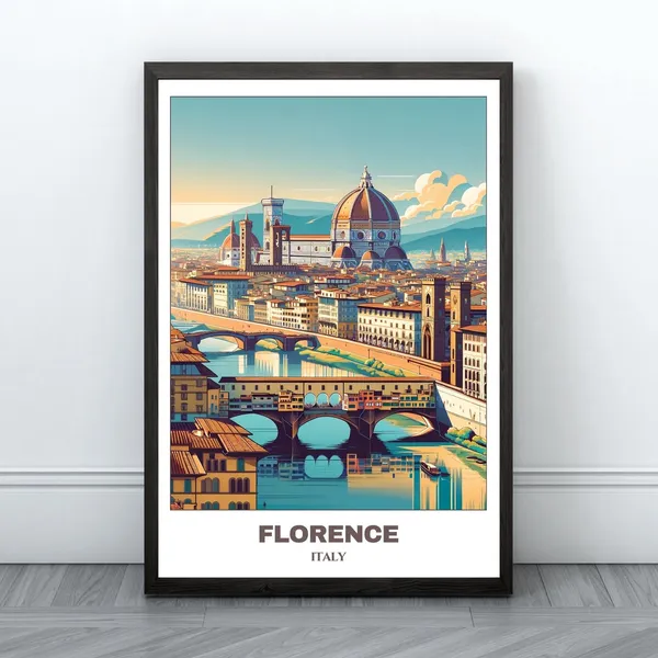 Florence Italy Travel Poster, Cityscape Painting Print