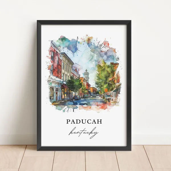 Paducah Kentucky Watercolor Travel Poster