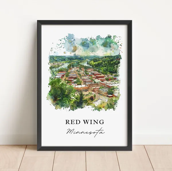 Red Wing Minnesota Watercolor Travel Poster