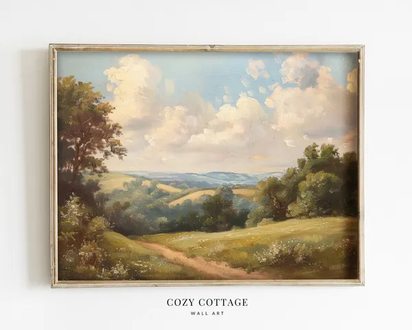 English Landscape Vintage Style Art Print, Farmhouse Decor