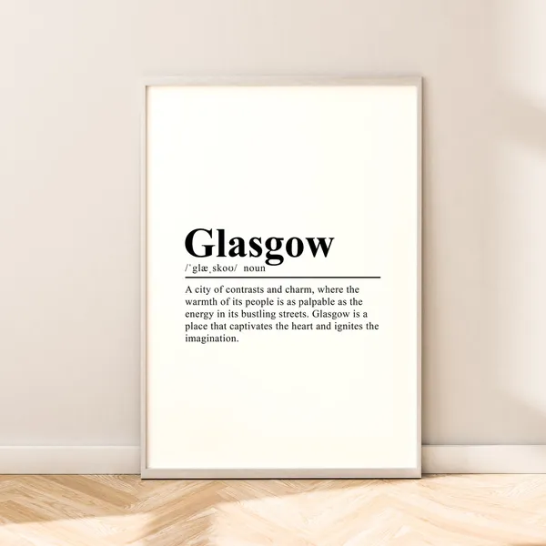 Glasgow Minimalist Poster Print, Scotland Wall Art