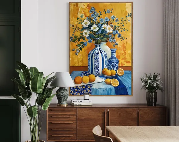 Sun Kissed Daisy Still Life, Mediterranean Art Print