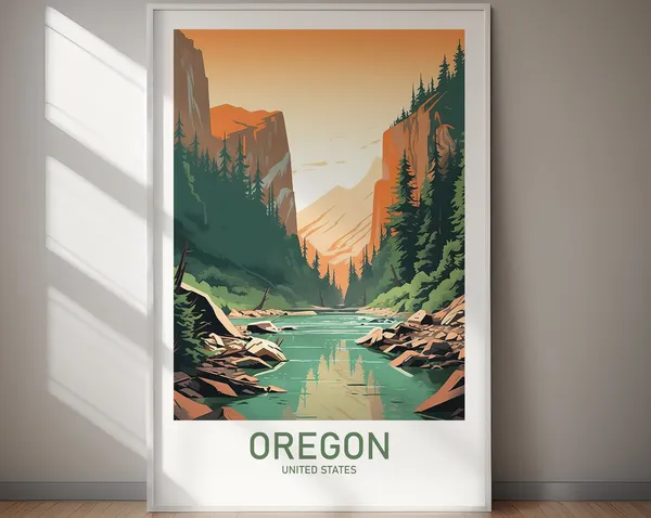 Oregon Travel Poster, US State Wall Art Print