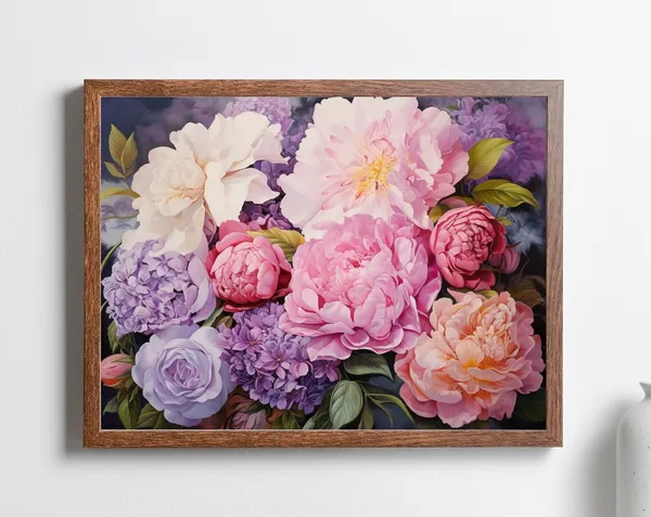 Floral Bouquet Art Print, Peony And Hydrangea