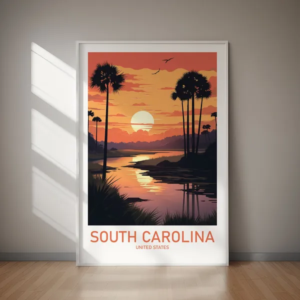 South Carolina Travel Poster, USA State Art Print