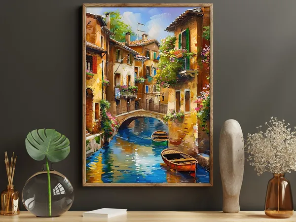 Vintage Venice River Art Print, Dreamy Landscape