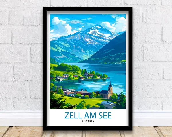 Zell Am See Travel Poster, Austria Place Print