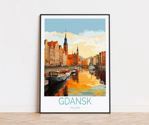 Gdask Travel Poster, Poland Travel Poster Art