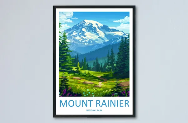 Mount Rainier National Park Travel Poster, Wall Art