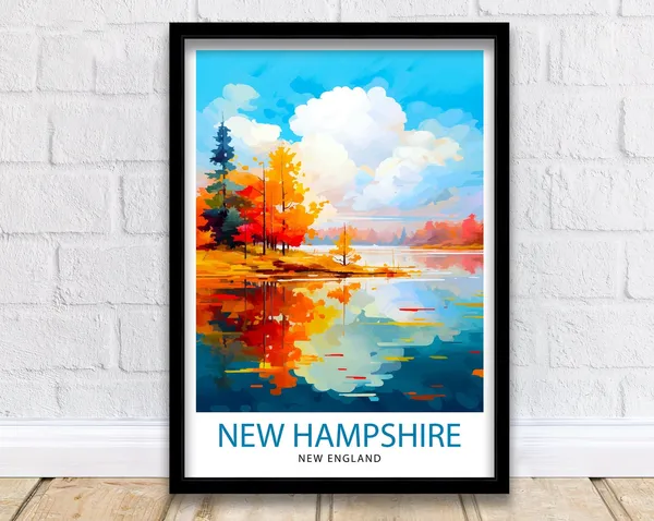 New Hampshire Travel Poster, USA Wall Decor