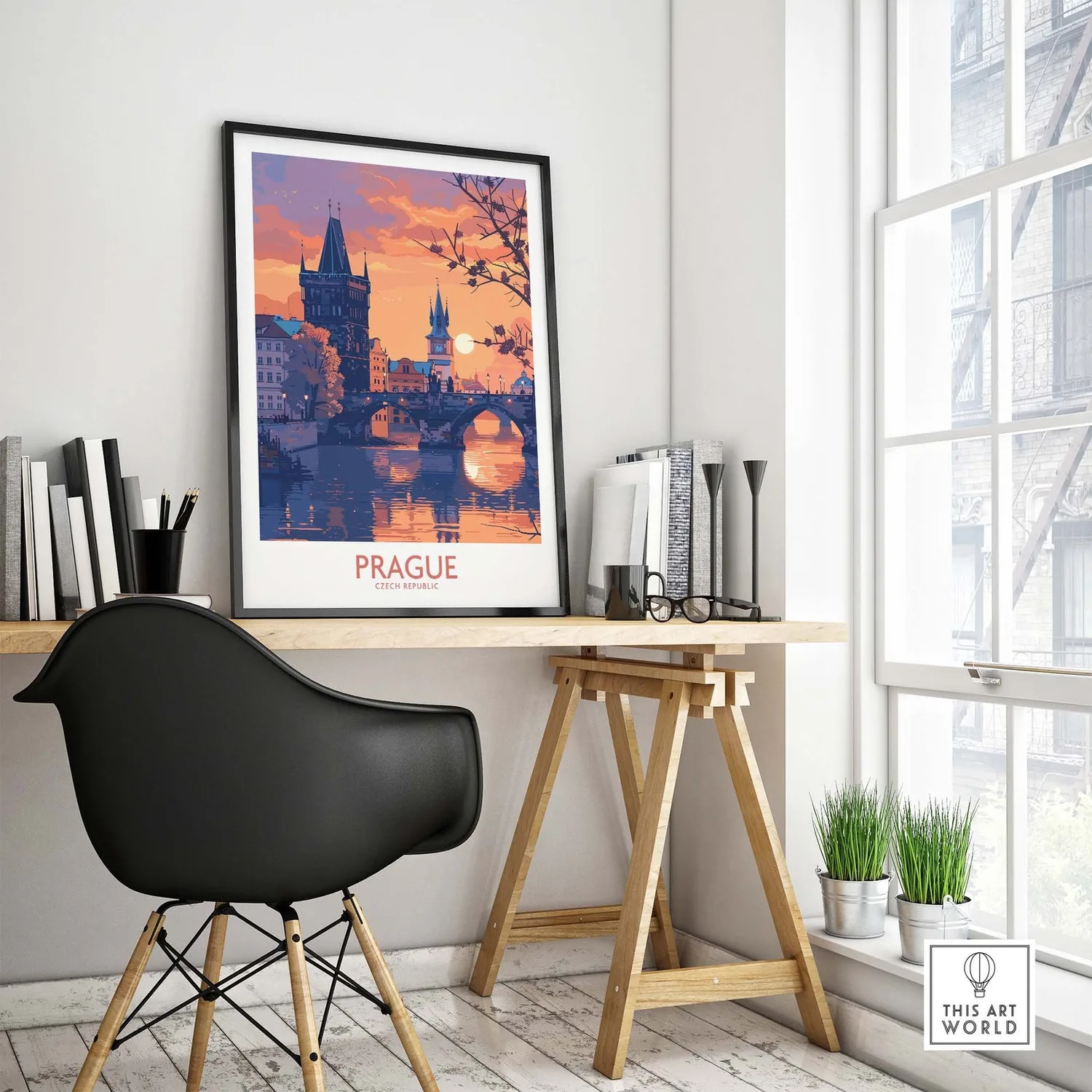 Prague Gift Illustration Wall Art Print - Image 4