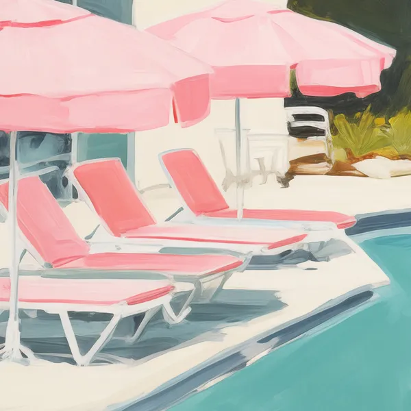 Swimming Pool Retro Aesthetic Art Print, Palm Springs