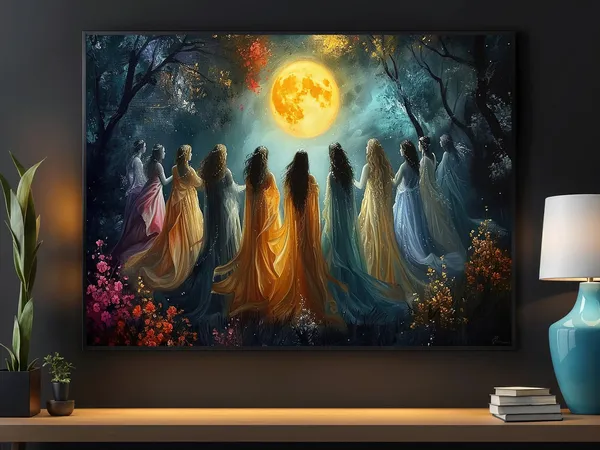 Witches Make Magic Painting Moon Calling Art Print