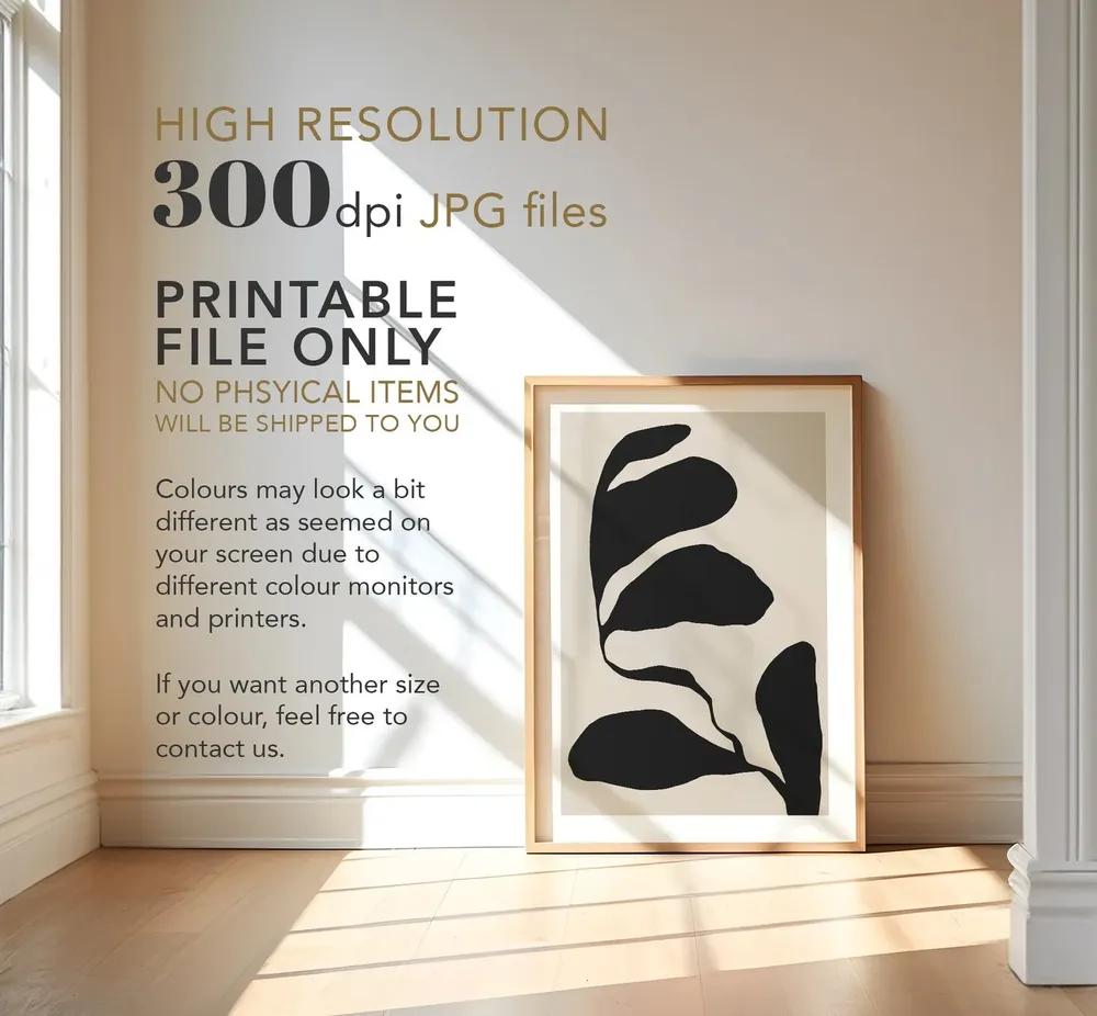 Abstract Botanical Beige Black Art Print - Image 4