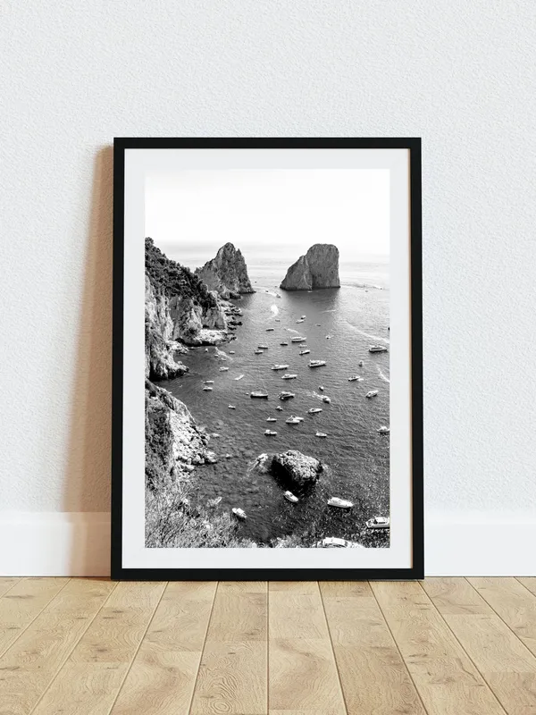 Capri Beach Print, Black And White Beach Art