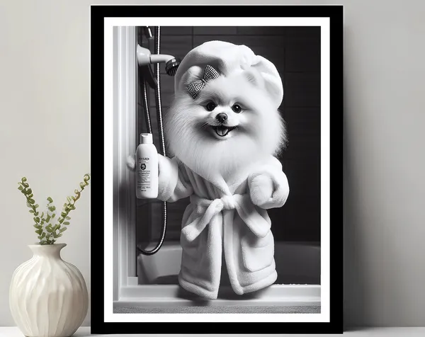 Pomeranian Funny Bathroom Art Print, Humorous Decor
