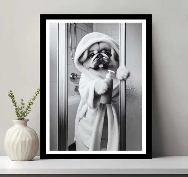 Pekingese Funny Bathroom Decor Art Print