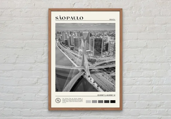 Black And White Sao Paulo Travel Poster, Brazil
