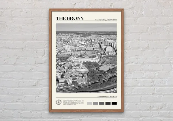 The Bronx Black And White Travel Poster Print