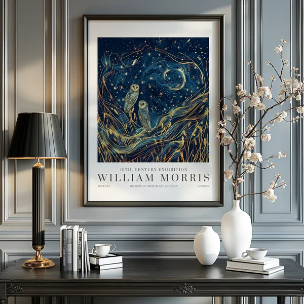 William Morris Moon Stars Vintage Poster Print