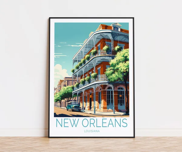 New Orleans Travel Poster, Louisiana Wall Art Print