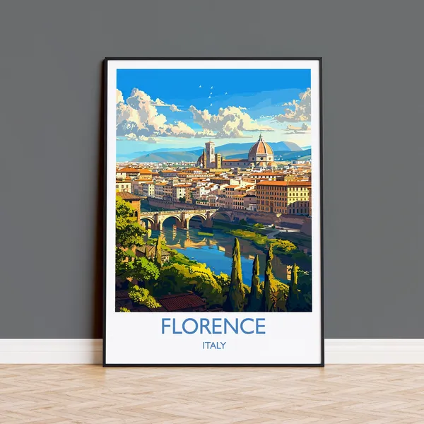 Florence Travel Poster, Italy Art Lovers Gift