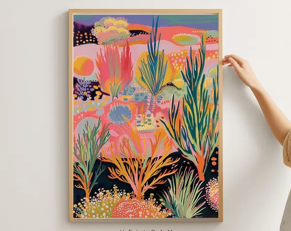 Western Botanical Art Print, Vintage Retro Mid-Century