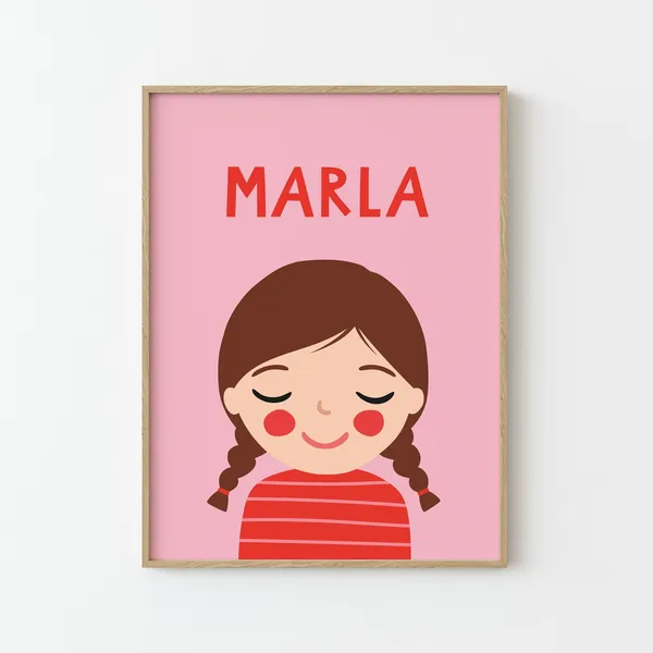 Personalized Girl Portrait Illustration Art Print