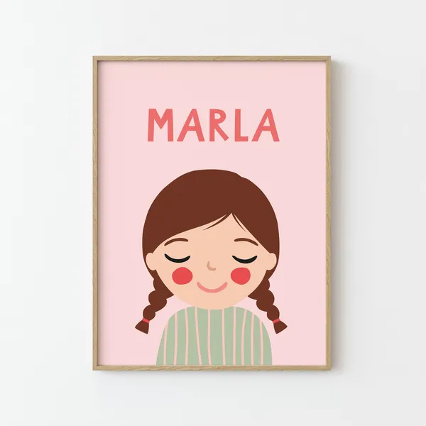 Personalized Portrait Girl With Brown Hair Art Print