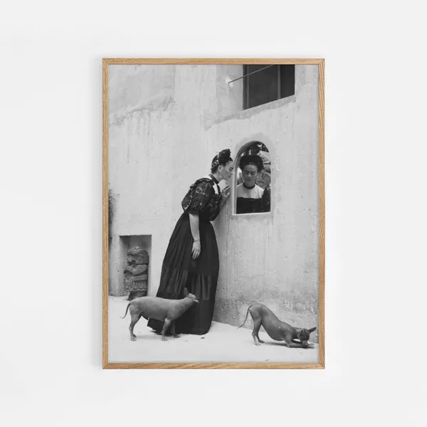 Frida Kahlo With Pets Vintage Art Print