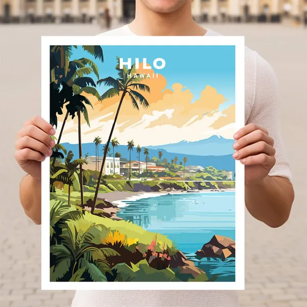 Hilo Hawaii Travel Poster, Place-Name Wall Art