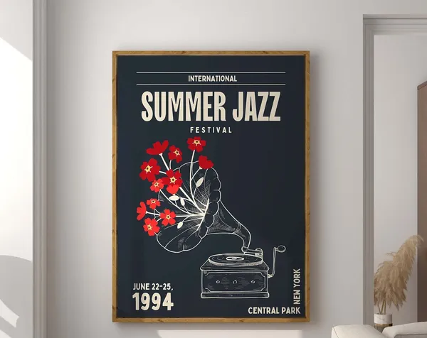 Jazz Festival Retro Music Poster Print, Home Decor