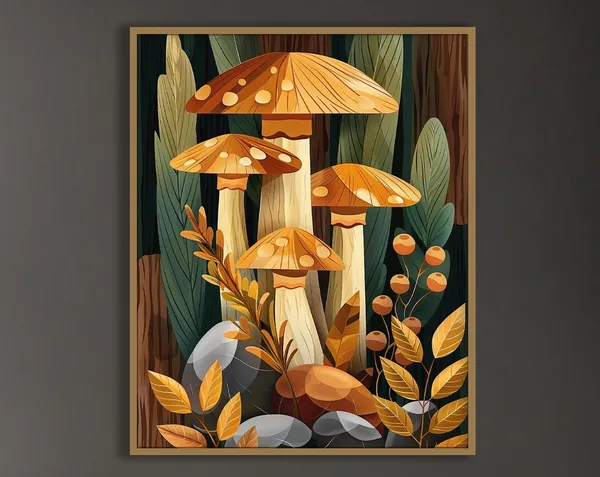 Boho Mushroom Art Print, Bohemian Bedroom Decor