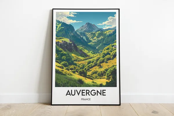 Auvergne Travel Poster, France Wall Decor Print
