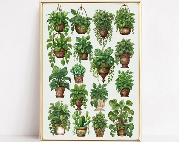 House Plants Boho Botanical Plant Illustration Art Print