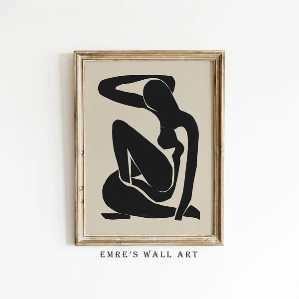 Figure Sketch Art Print, Vintage Woman Portrait