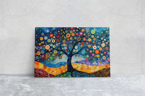 Whimsical Abstract Tree, Modern Rainbow Art Print